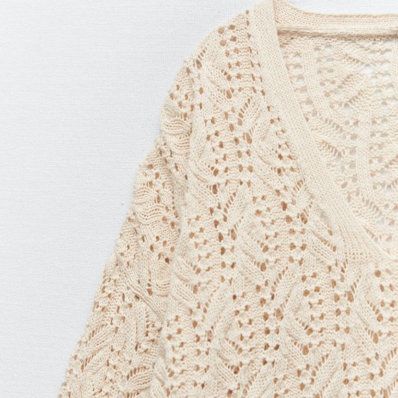 Zara Open Knit Cotton Sweater, size Large, New With Tags! - Picture 3 of 3